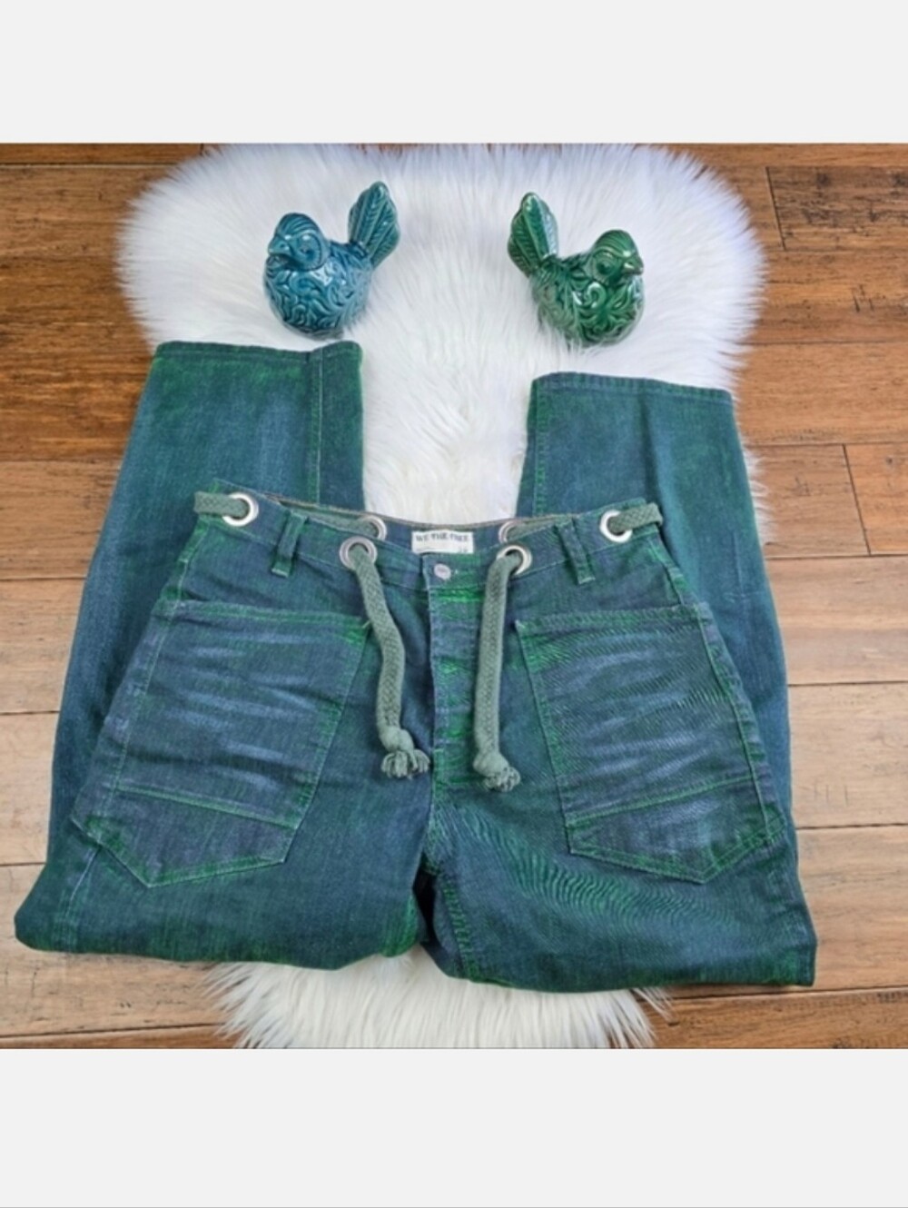 Free People We The Free Moxie Flocked Barrel Low Slung Jeans 26 - Picture 10 of 16